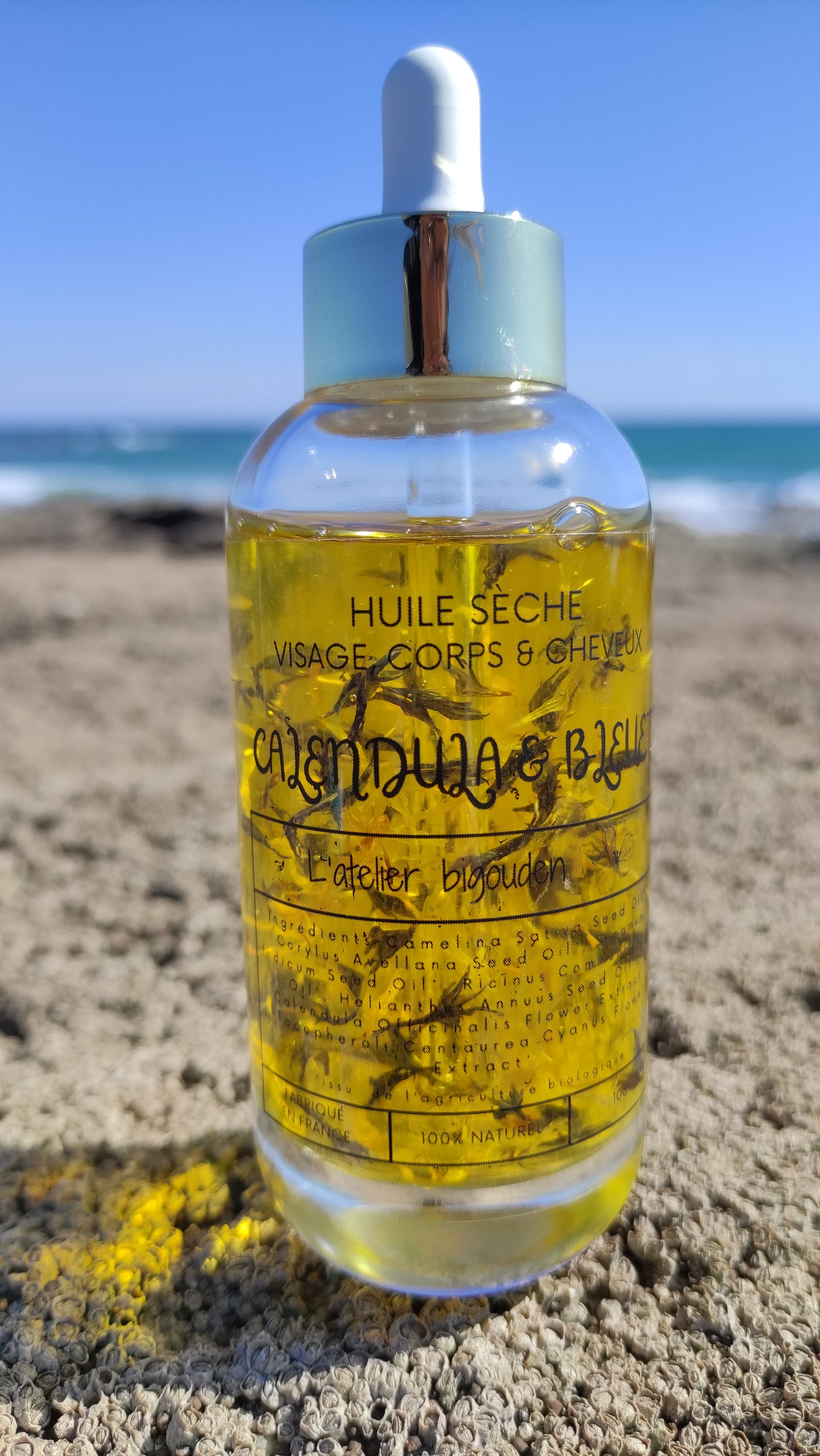 Huile sèche au macérat de fleurs de calendula et bleuet