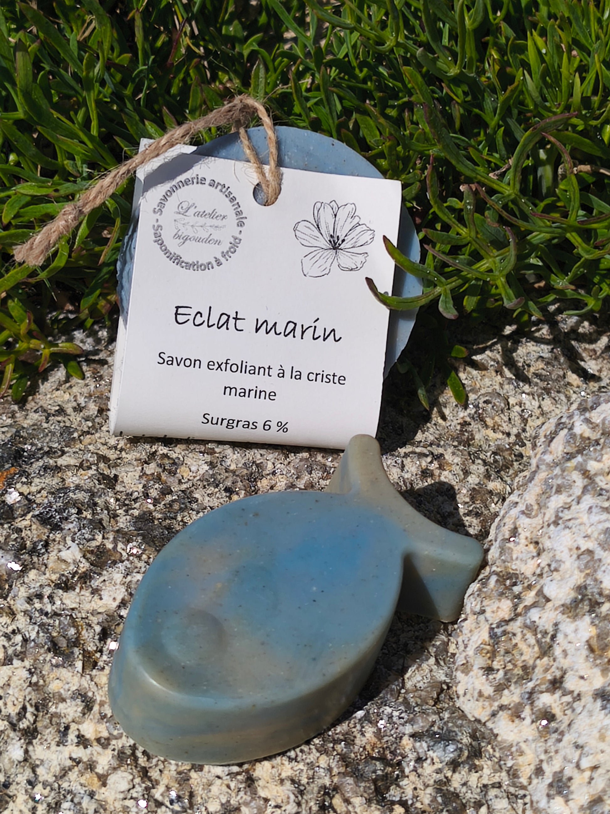 Savon exfoliant à la criste marine collectée sur les côtes bretonnes